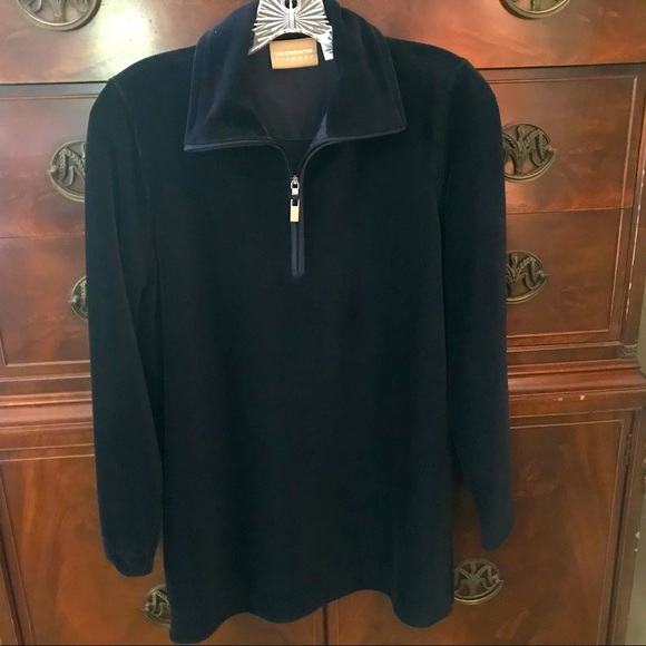 SOLD!! Liz Claiborne Black Ribbed Velour Long Sleeve Zip Top - Picture 4 of 4
